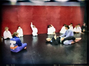 kid's martial arts class in session